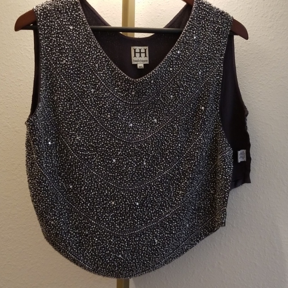 Haute Hippie silk silver vest
